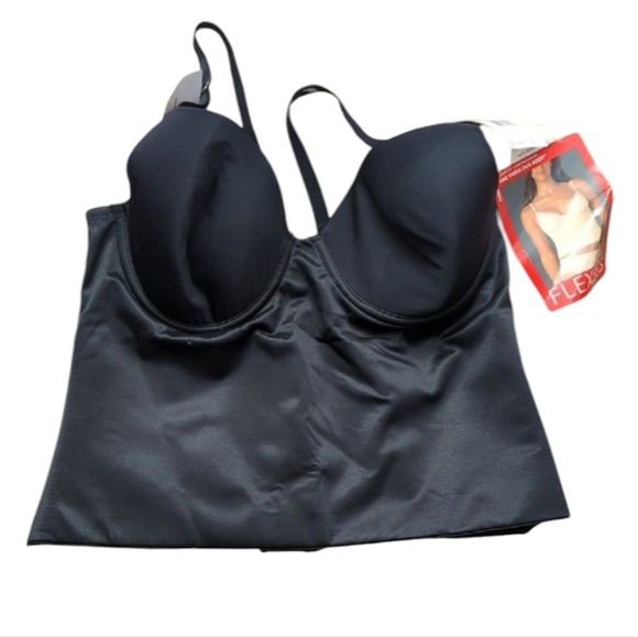 Flexees Black Longline Bra Underwire  Comfort Control Waist Shaping NWT Sz 38C - Picture 1 of 7